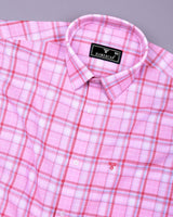 Alvora Pink With White Check Oxford Cotton Shirt
