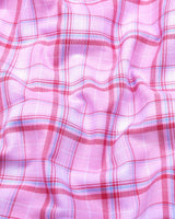 Alvora Pink With White Check Oxford Cotton Shirt