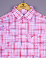 Alvora Pink With White Check Oxford Cotton Shirt