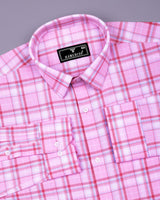 Alvora Pink With White Check Oxford Cotton Shirt