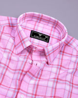 Alvora Pink With White Check Oxford Cotton Shirt