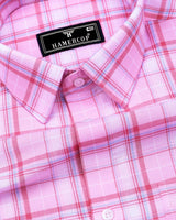 Alvora Pink With White Check Oxford Cotton Shirt