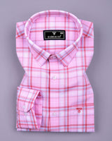 Alvora Pink With White Check Oxford Cotton Shirt