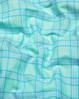 Izola Aqua Green With White Check Oxford Cotton Shirt