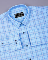Izola AquaBlue With White Check Oxford Cotton Shirt