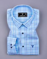 Izola AquaBlue With White Check Oxford Cotton Shirt