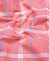 Torcy Salmon Pink With White Check Dobby Cotton Shirt