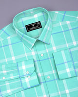 Torcy Aquablue With White Check Dobby Cotton Shirt