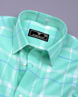Torcy Aquablue With White Check Dobby Cotton Shirt