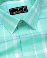 Torcy Aquablue With White Check Dobby Cotton Shirt