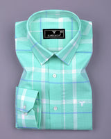 Torcy Aquablue With White Check Dobby Cotton Shirt