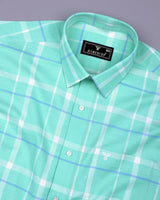 Torcy Aquablue With White Check Dobby Cotton Shirt