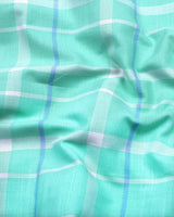 Torcy Aquablue With White Check Dobby Cotton Shirt