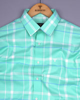 Torcy Aquablue With White Check Dobby Cotton Shirt