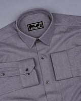 Modesto Gray Textured Solid Dobby Cotton Shirt