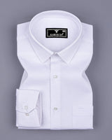 Modesto White Textured Solid Dobby Cotton Shirt