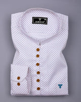 Charming Pink With Blue Printed White Cotton Shirt Style Kurta