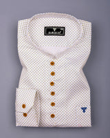 Charming Yellow With Blue Printed White Cotton Shirt Style Kurta