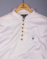 Charming Yellow With Blue Printed White Cotton Shirt Style Kurta