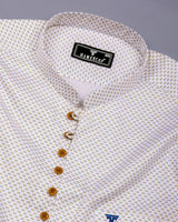 Charming Yellow With Blue Printed White Cotton Shirt Style Kurta