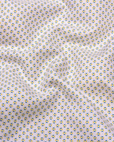 Charming Yellow With Blue Printed White Cotton Shirt Style Kurta