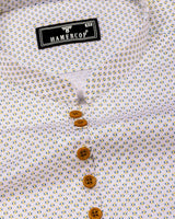 Charming Yellow With Blue Printed White Cotton Shirt Style Kurta