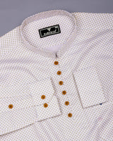 Charming Yellow With Blue Printed White Cotton Shirt Style Kurta