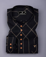 Zinzibar Black With Cream Thread Art Cotton Shirt Style Kurta