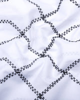 Zinzibar White With Black Thread Art Cotton Shirt Style Kurta