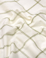 Zinzibar Ivory Cream With Green Thread Art Cotton Shirt Style Kurta