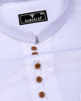 Milestone White Dobby Textured Shirt Style Kurta