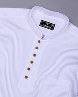 Milestone White Dobby Textured Shirt Style Kurta