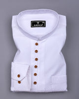Milestone White Dobby Textured Shirt Style Kurta