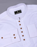 Milestone White Dobby Textured Shirt Style Kurta