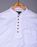 Milestone White Dobby Textured Shirt Style Kurta