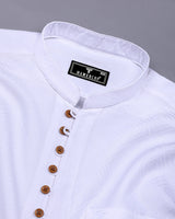 Milestone White Dobby Textured Shirt Style Kurta