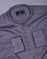 Milestone Gray Dobby Textured Shirt Style Kurta