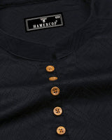 Milestone Black Dobby Textured Shirt Style Kurta