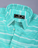 Surftime AquaBlue With White Weft Stripe Amsler Cotton Shirt