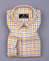 Wigton Yellow With White Twill Check Cotton Shirt