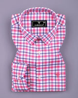 Wigton Pink With White Twill Check Cotton Shirt