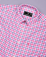 Wigton Pink With White Twill Check Cotton Shirt