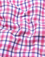 Wigton Pink With White Twill Check Cotton Shirt