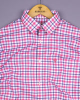 Wigton Pink With White Twill Check Cotton Shirt