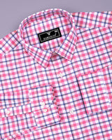 Wigton Pink With White Twill Check Cotton Shirt