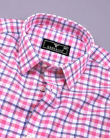 Wigton Pink With White Twill Check Cotton Shirt