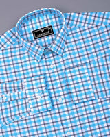 Wigton Blue With White Twill Check Cotton Shirt