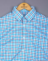 Wigton Blue With White Twill Check Cotton Shirt