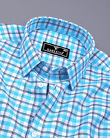 Wigton Blue With White Twill Check Cotton Shirt