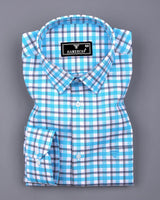 Wigton Blue With White Twill Check Cotton Shirt